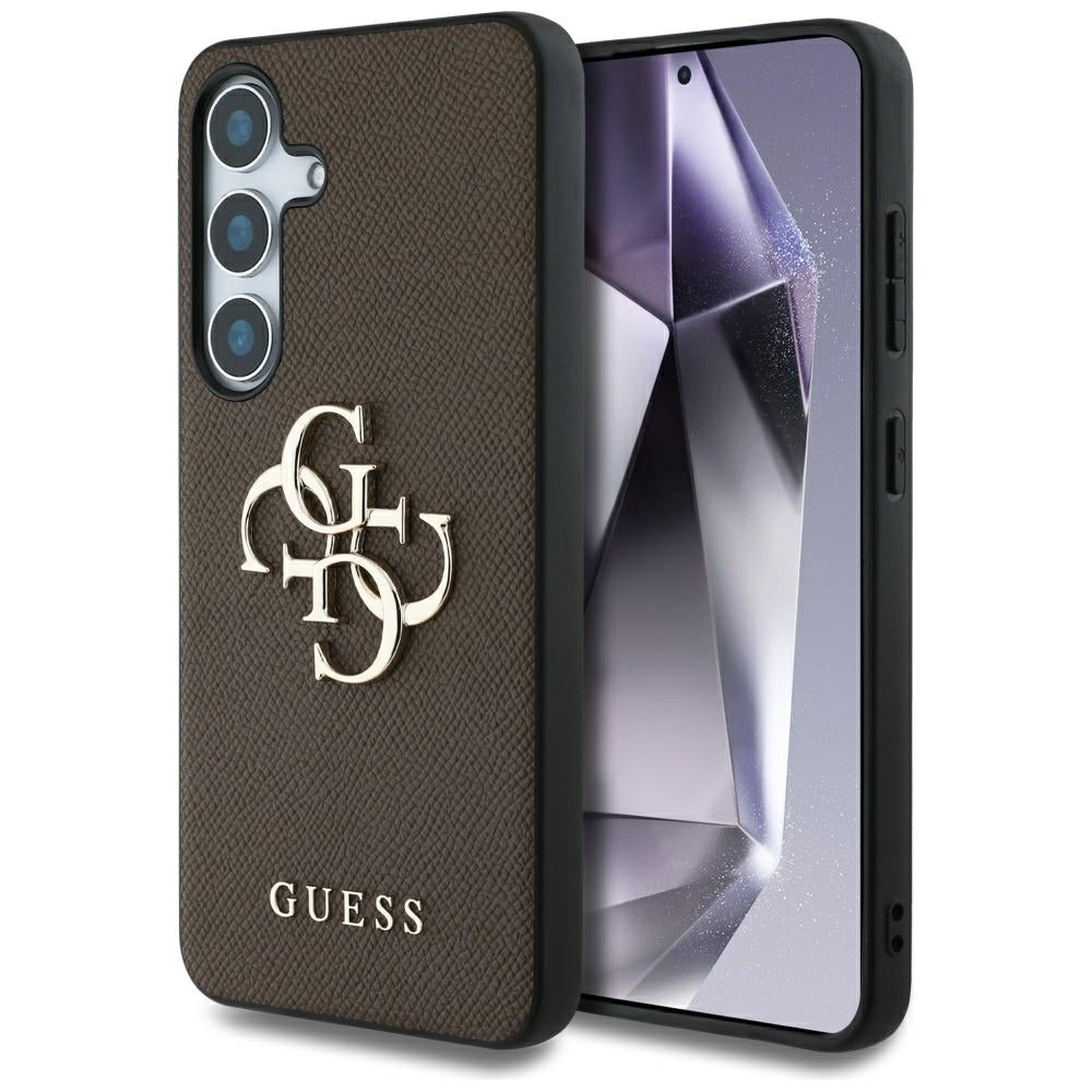 Pouzdro pro Samsung Galaxy S25+ S936, Guess, 4G Grained Big and Classic Logo, hnědá