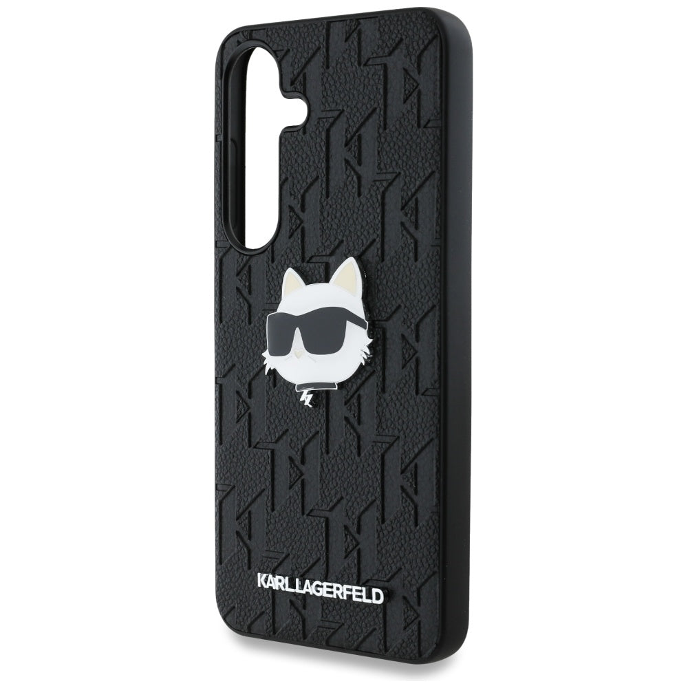 Pouzdro pro Samsung Galaxy S25+ S936, Karl Lagerfeld, Monogram Choupette's Head, Černá