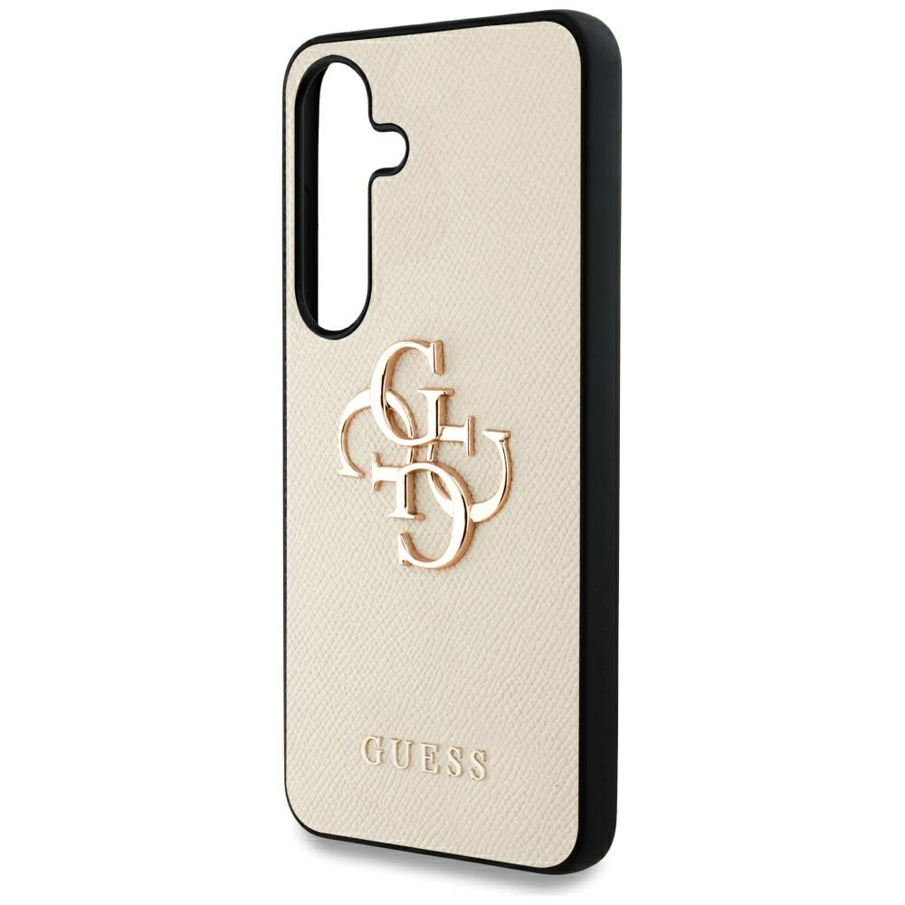 Pouzdro pro Samsung Galaxy S25 S931, Guess, 4G Grained Big and Classic Logo, béžová