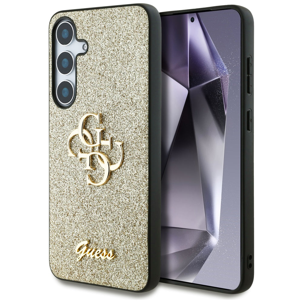 Pouzdro pro Samsung Galaxy S25 S931, Guess, Glitter Big 4G Script, Zlaté