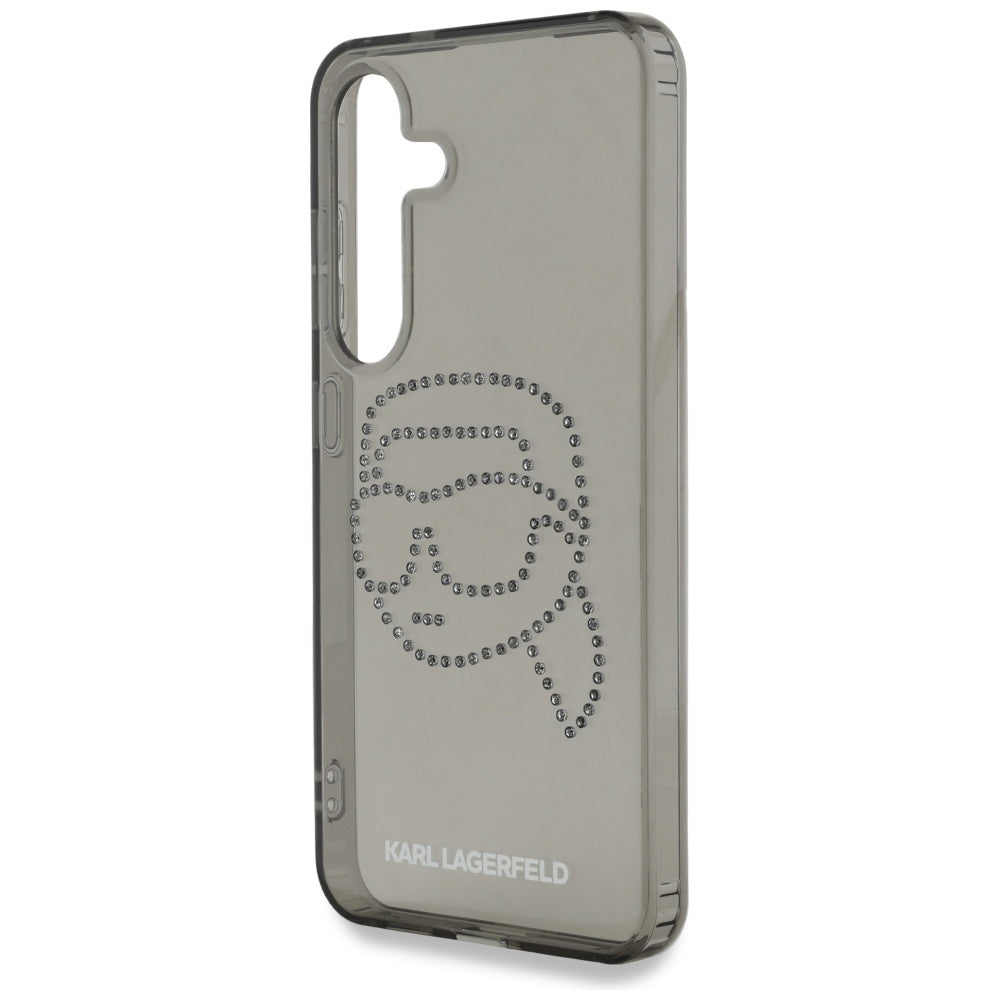 Pouzdro pro Samsung Galaxy S25 S931, Karl Lagerfeld, IML Rhinestones Karl's Head, Černá