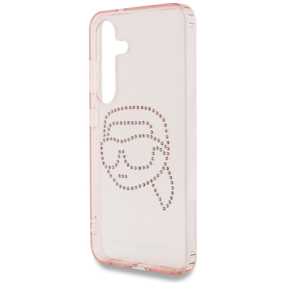 Pouzdro pro Samsung Galaxy S25 S931, Karl Lagerfeld, IML Rhinestones Karl's Head, Růžové