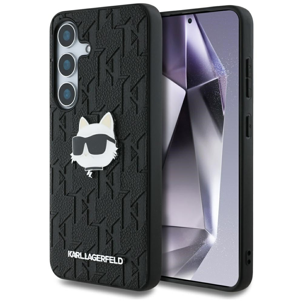 Pouzdro pro Samsung Galaxy S25 S931, Karl Lagerfeld, Monogram Choupette's Head, Černá