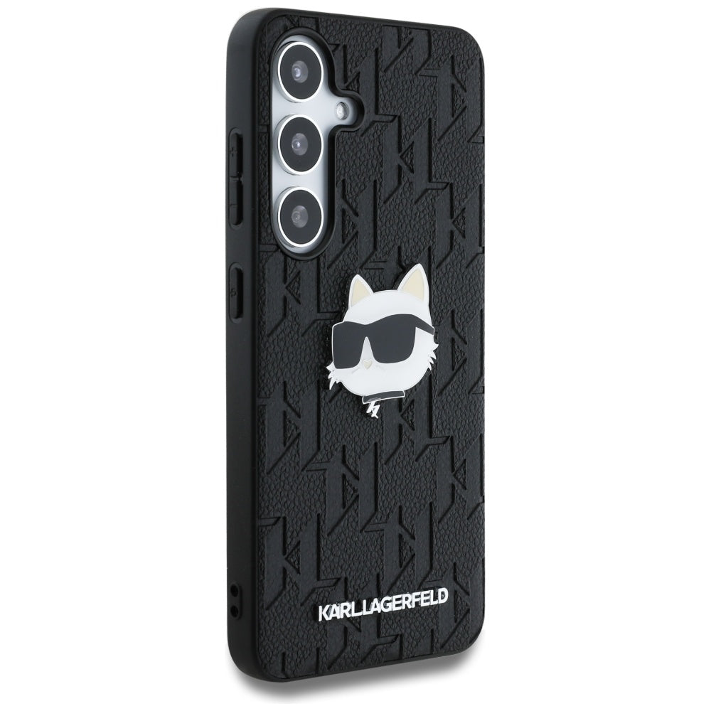 Pouzdro pro Samsung Galaxy S25 S931, Karl Lagerfeld, Monogram Choupette's Head, Černá