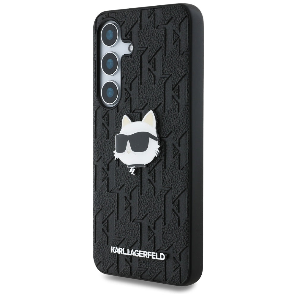 Pouzdro pro Samsung Galaxy S25 S931, Karl Lagerfeld, Monogram Choupette's Head, Černá