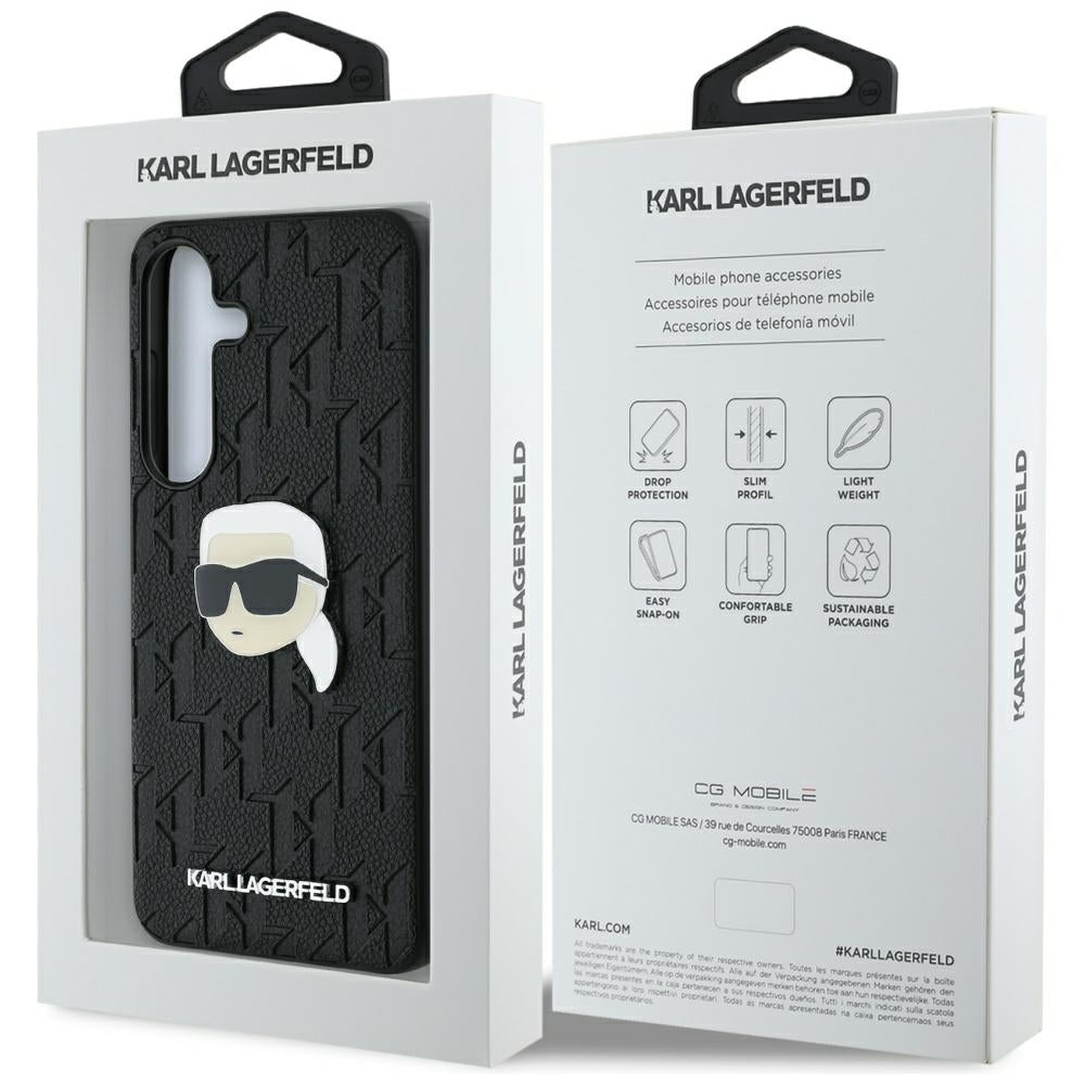 Pouzdro pro Samsung Galaxy S25 S931, Karl Lagerfeld, Monogram Karl's Head, Černá