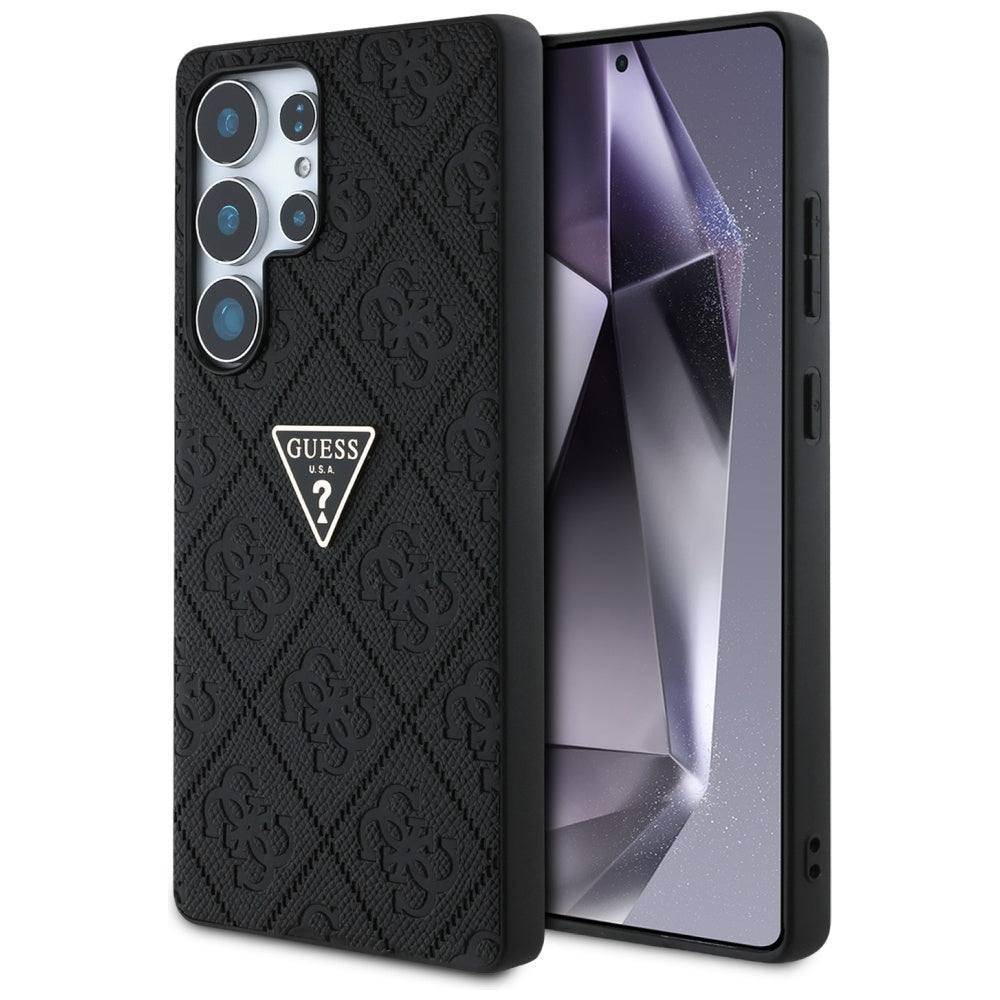 Pouzdro pro Samsung Galaxy S25 Ultra S938, Guess, Grained Hot Stamp 4G Triangle, Černá