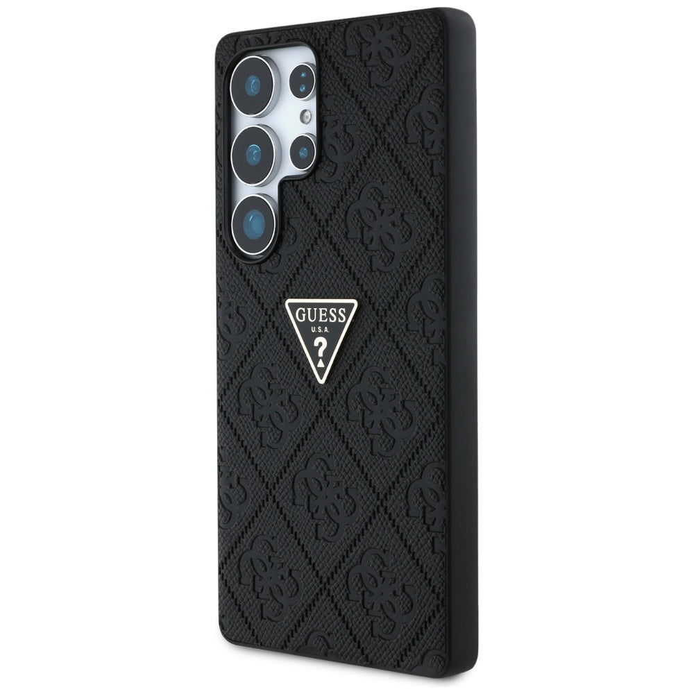 Pouzdro pro Samsung Galaxy S25 Ultra S938, Guess, Grained Hot Stamp 4G Triangle, Černá