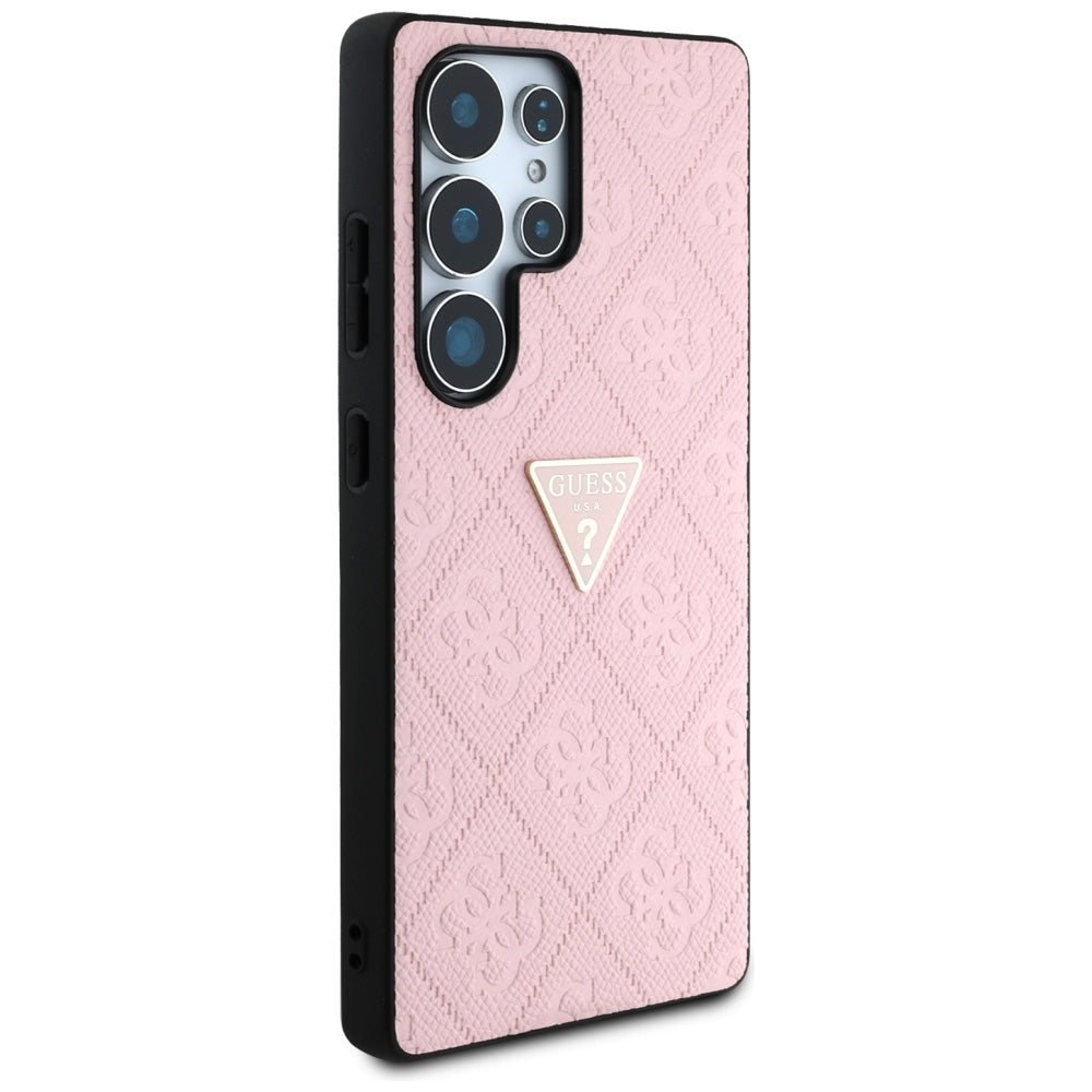 Pouzdro pro Samsung Galaxy S25 Ultra S938, Guess, Grained Hot Stamp 4G Triangle, Růžové