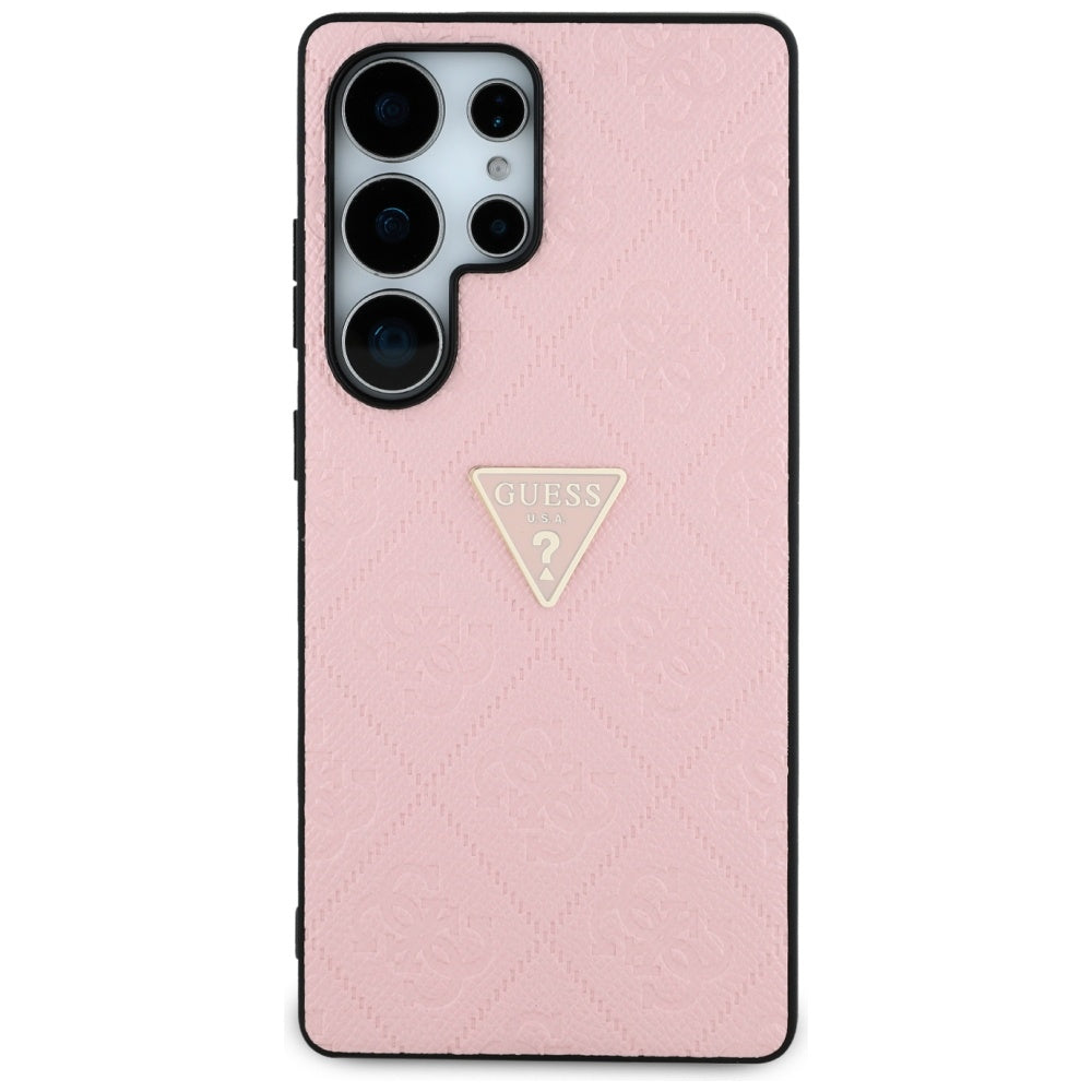 Pouzdro pro Samsung Galaxy S25 Ultra S938, Guess, Grained Hot Stamp 4G Triangle, Růžové