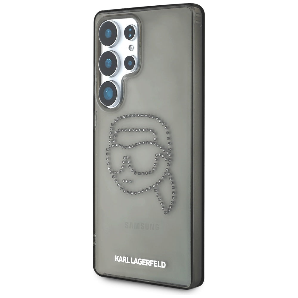 Pouzdro pro Samsung Galaxy S25 Ultra S938, Karl Lagerfeld, IML Rhinestones Karl's Head, Černá