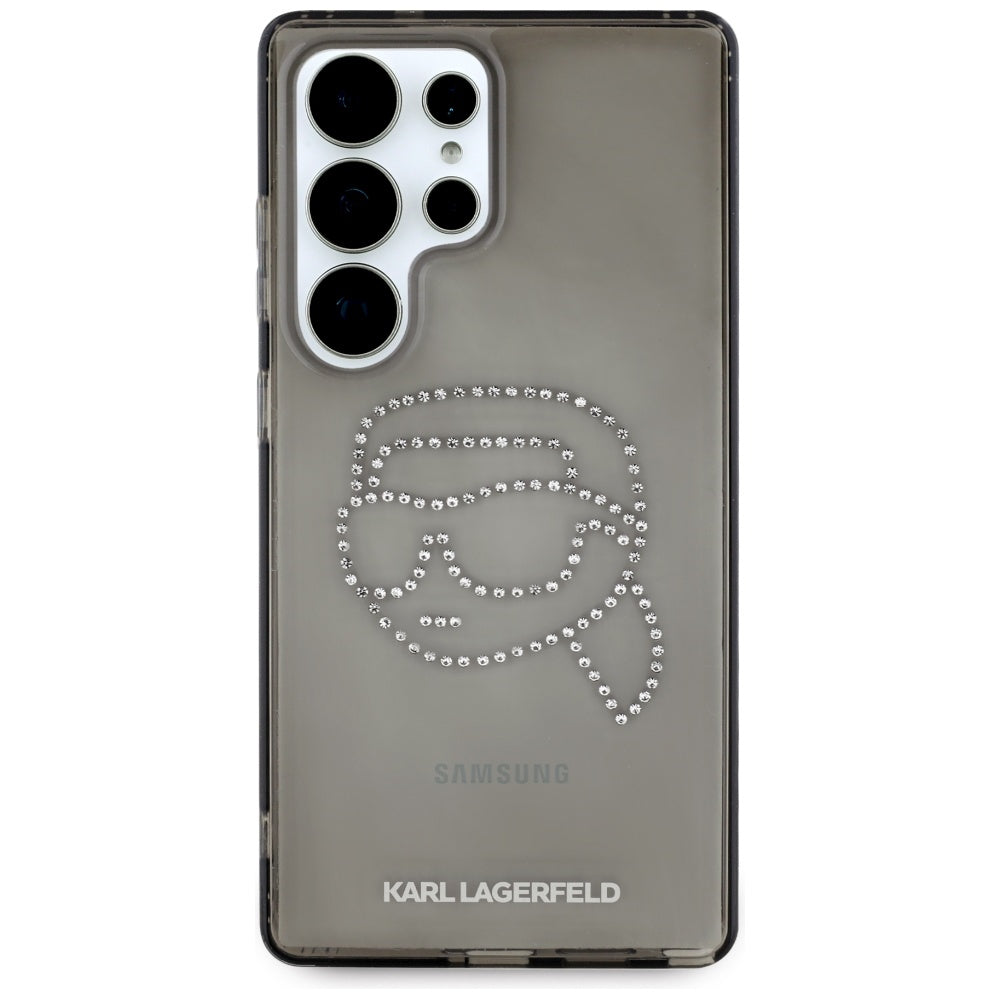 Pouzdro pro Samsung Galaxy S25 Ultra S938, Karl Lagerfeld, IML Rhinestones Karl's Head, Černá