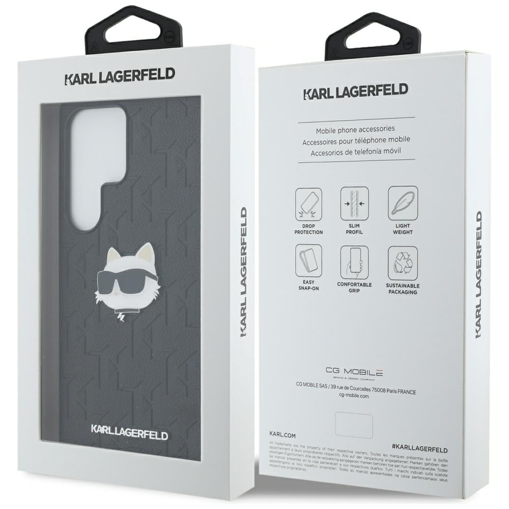 Pouzdro pro Samsung Galaxy S25 Ultra S938, Karl Lagerfeld, Monogram Choupette's Head, Černá