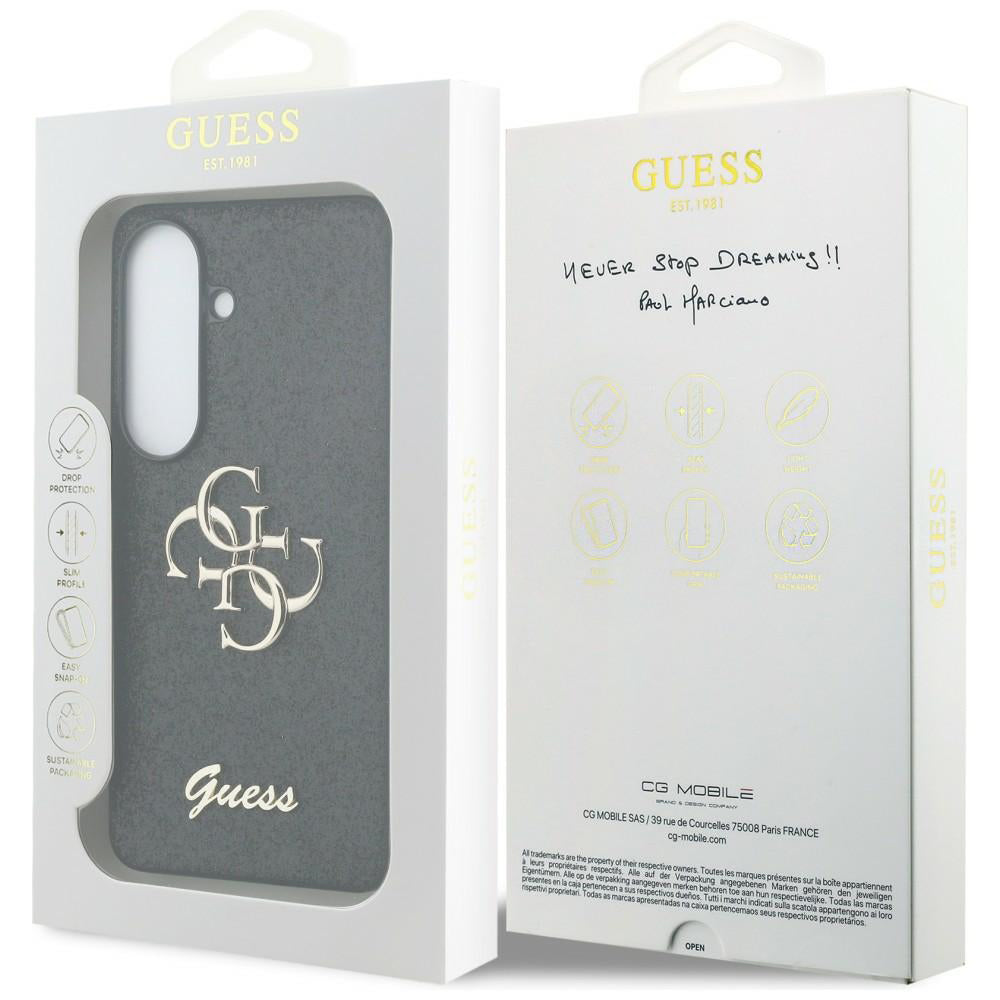 Pouzdro pro Samsung Galaxy S26 S942, Guess, Fixed Glitter Big 4G Metal Frame, Černá