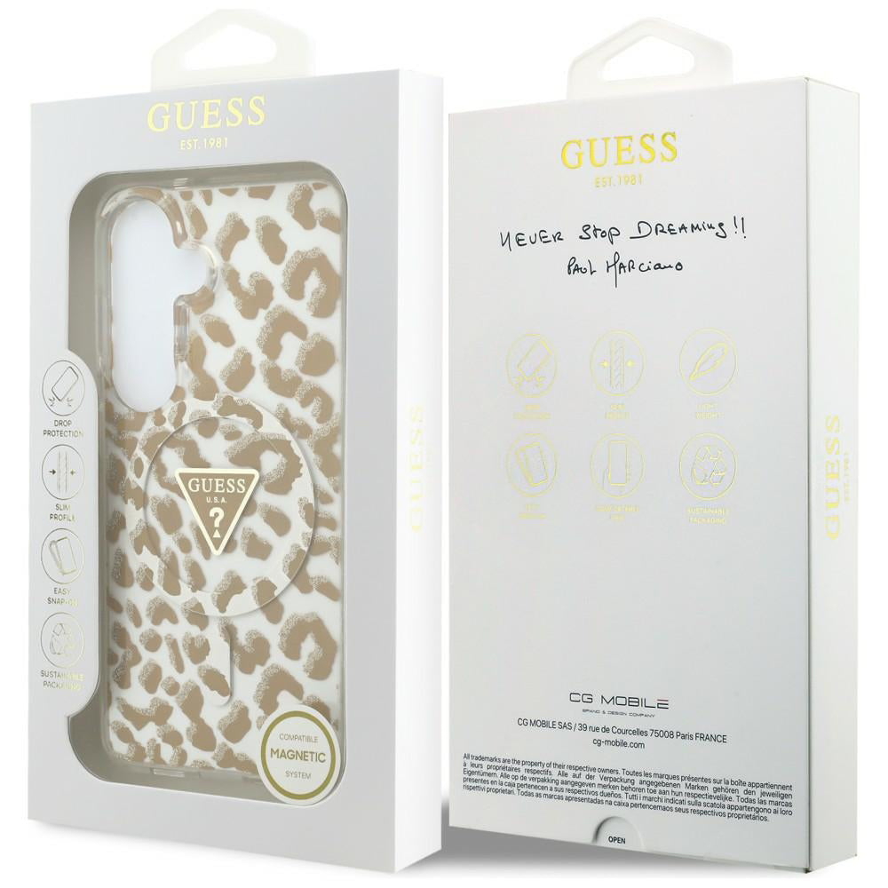 Pouzdro MagSafe pro Samsung Galaxy S26 S942, Guess, IML Leopard Pattern, Hnědá