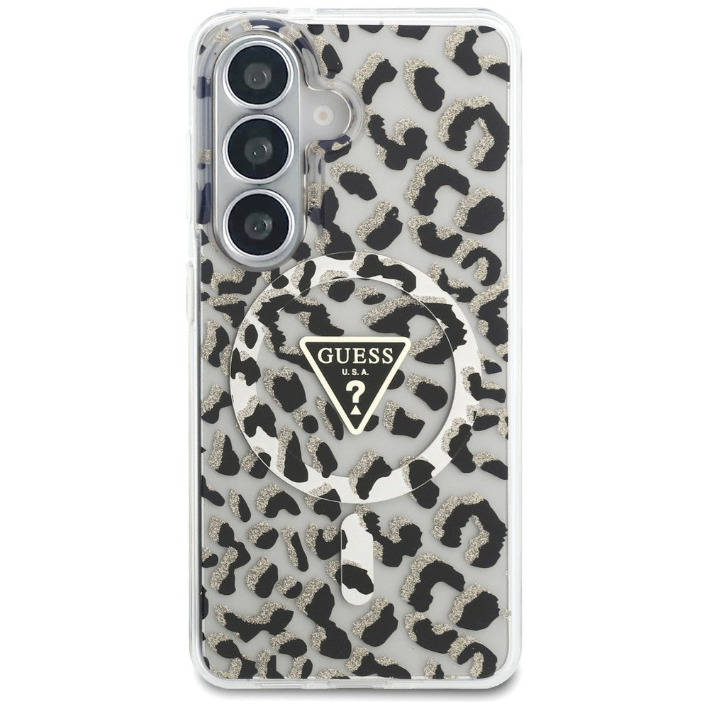 Pouzdro MagSafe pro Samsung Galaxy S26 S942, Guess, IML Leopard Pattern, Černá