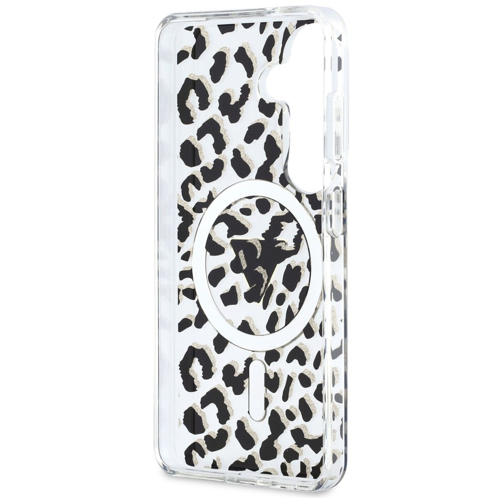 Pouzdro MagSafe pro Samsung Galaxy S26 S942, Guess, IML Leopard Pattern, Černá