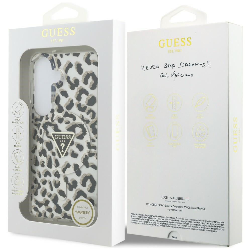 Pouzdro MagSafe pro Samsung Galaxy S26 S942, Guess, IML Leopard Pattern, Černá