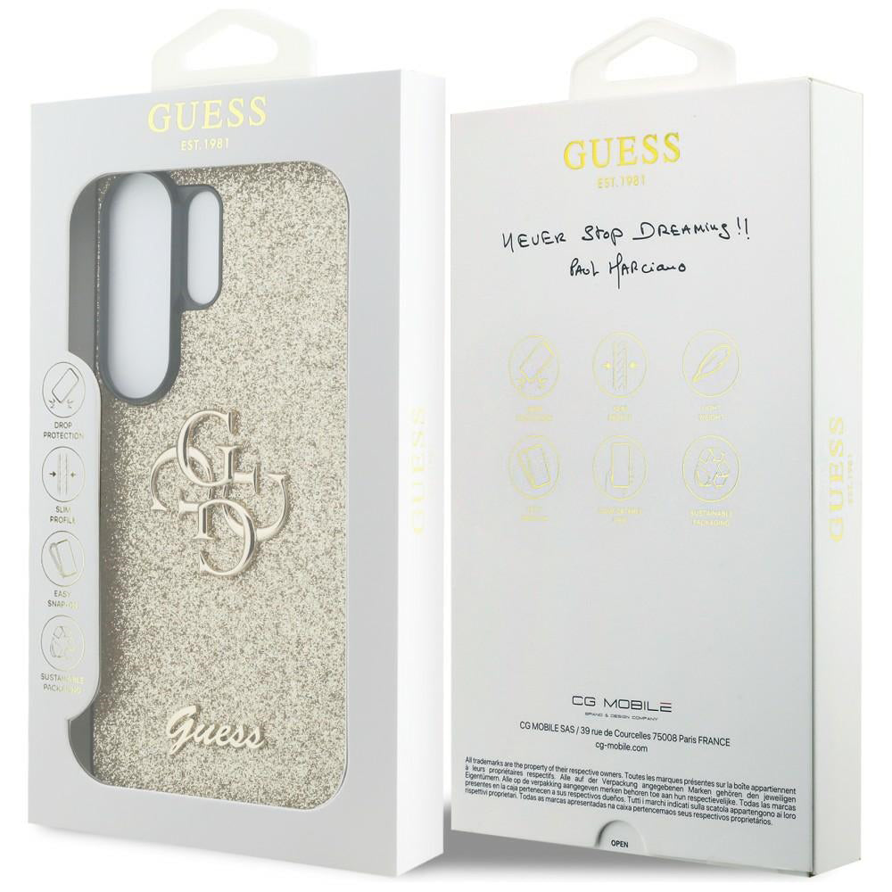 Pouzdro pro Samsung Galaxy S26 Ultra S948, Guess, Fixed Glitter Big 4G Metal Frame, Zlaté