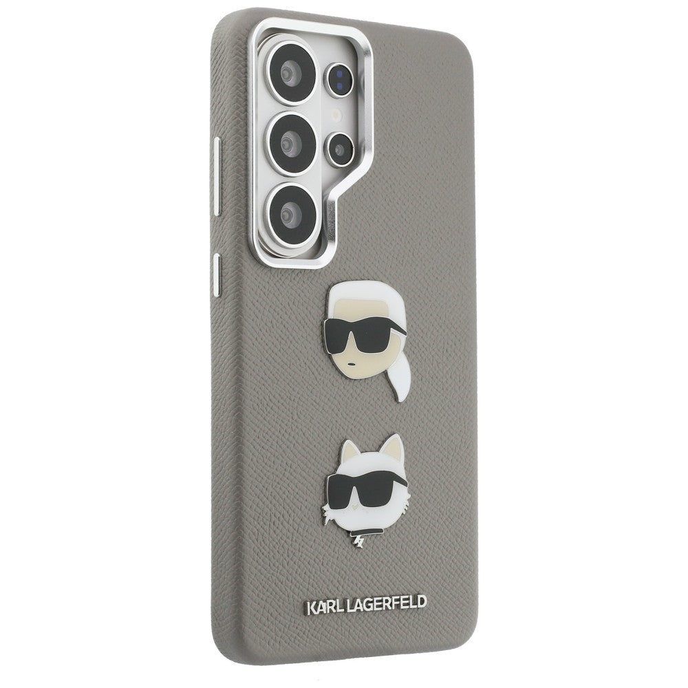 Pouzdro pro Samsung Galaxy S26 Ultra S948, Karl Lagerfeld, Saffiano Karl & Choupette's Head Pin, Šedé