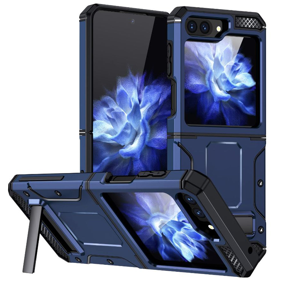 Pouzdro pro Samsung Galaxy Z Flip5 F731, Techsuit, Hybrid Armor Kickstand, Modrá