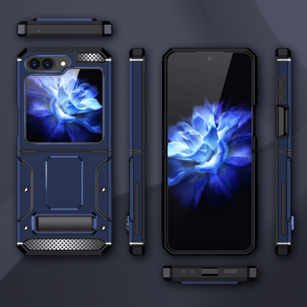 Pouzdro pro Samsung Galaxy Z Flip5 F731, Techsuit, Hybrid Armor Kickstand, Modrá