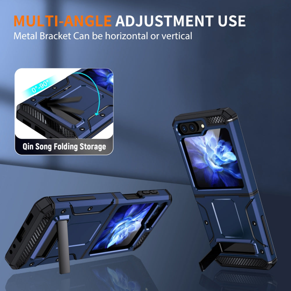 Pouzdro pro Samsung Galaxy Z Flip5 F731, Techsuit, Hybrid Armor Kickstand, Modrá