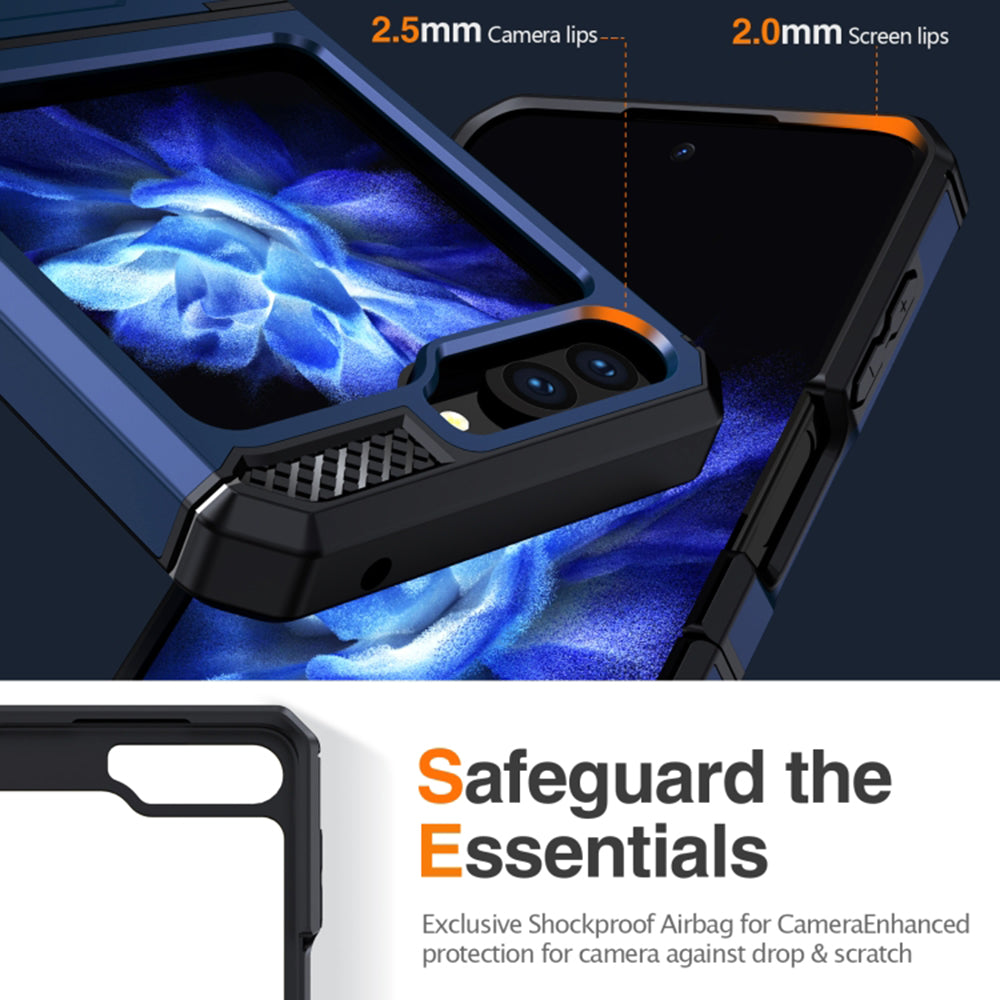 Pouzdro pro Samsung Galaxy Z Flip5 F731, Techsuit, Hybrid Armor Kickstand, Modrá