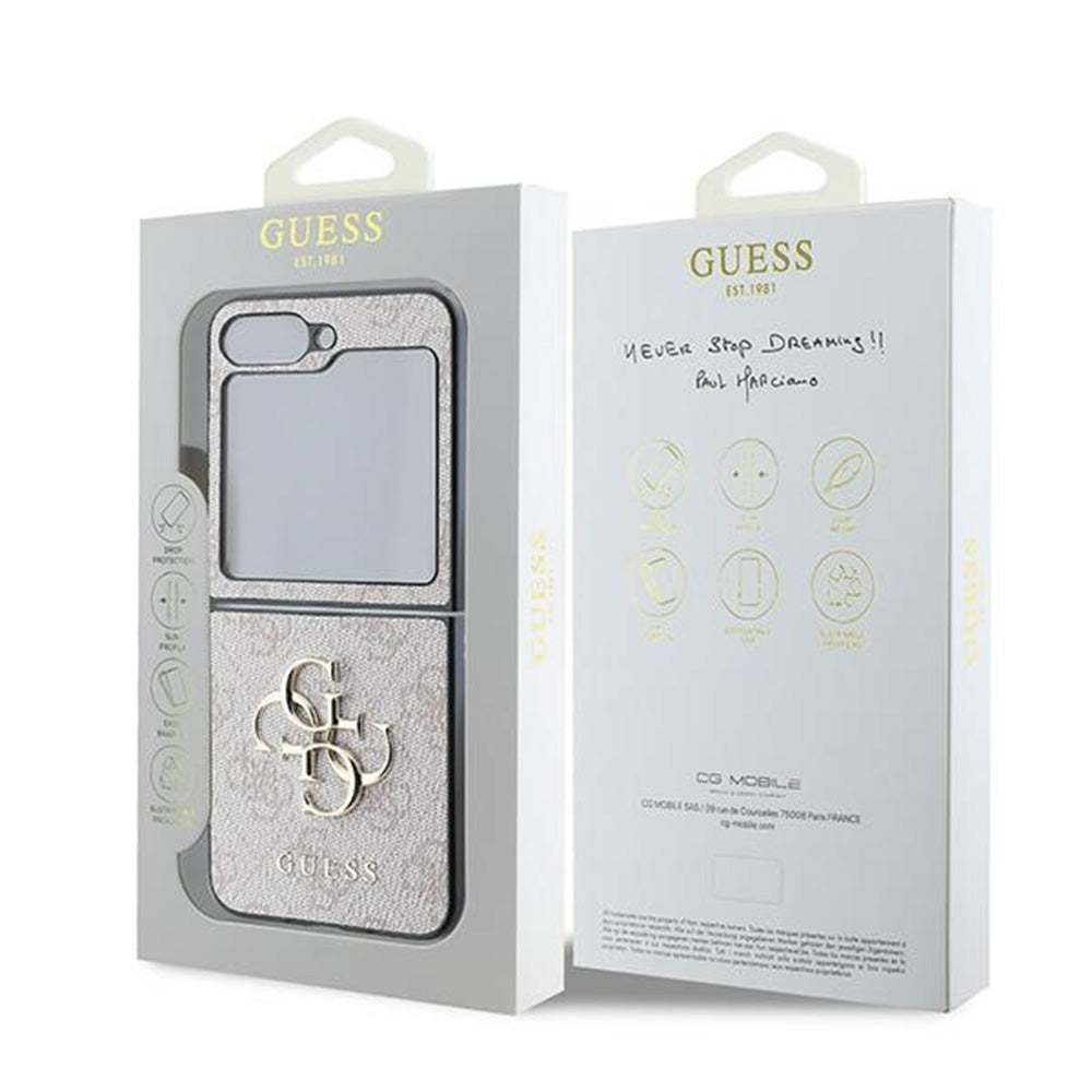 Pouzdro pro Samsung Galaxy Z Flip7 FE F761 / Z Flip6 F741, Guess, 4G Metal Logo, Růžové