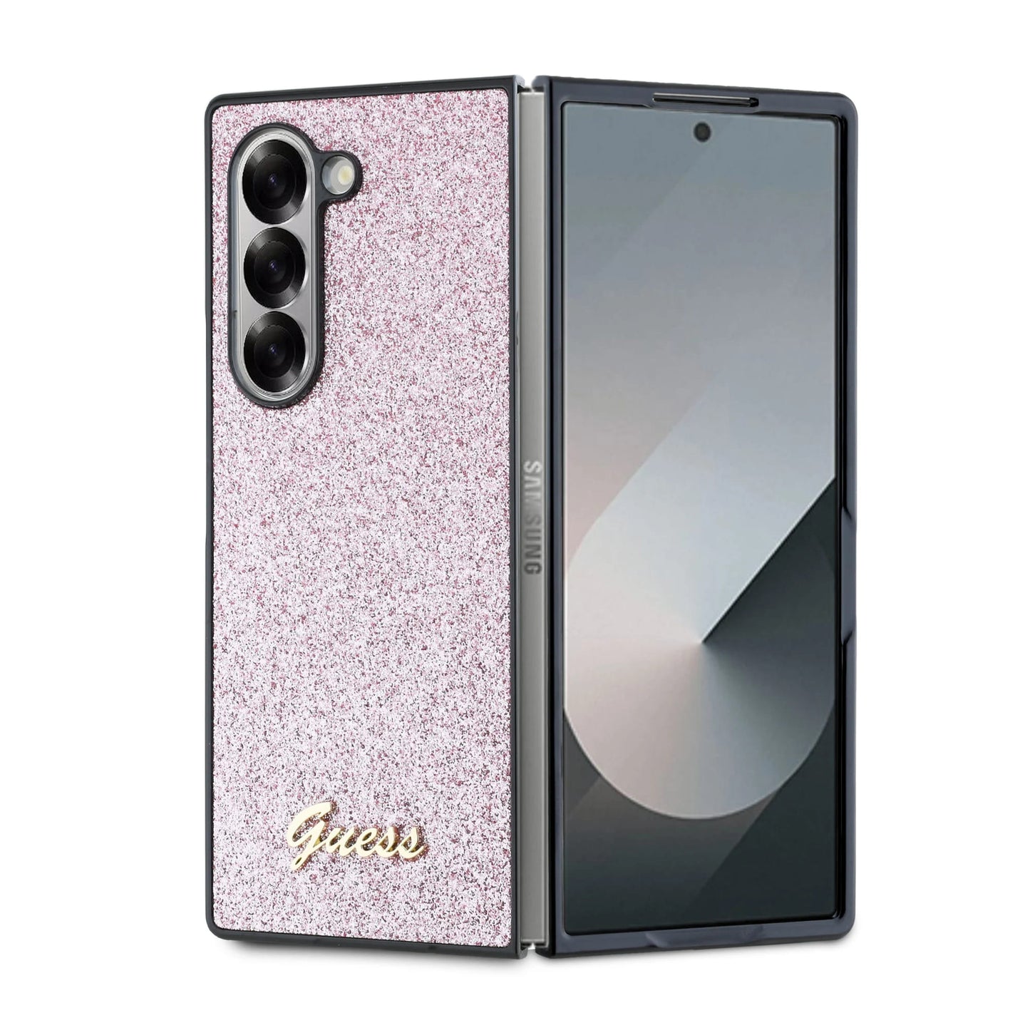 Pouzdro pro Samsung Galaxy Z Fold6 F956, Guess, Glitter Script, Růžové