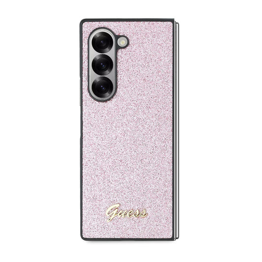 Pouzdro pro Samsung Galaxy Z Fold6 F956, Guess, Glitter Script, Růžové