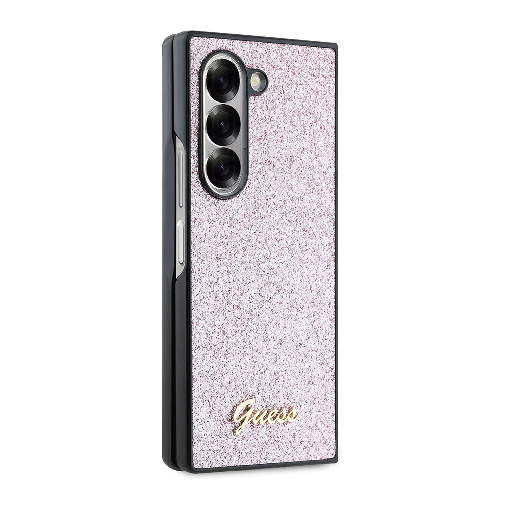 Pouzdro pro Samsung Galaxy Z Fold6 F956, Guess, Glitter Script, Růžové