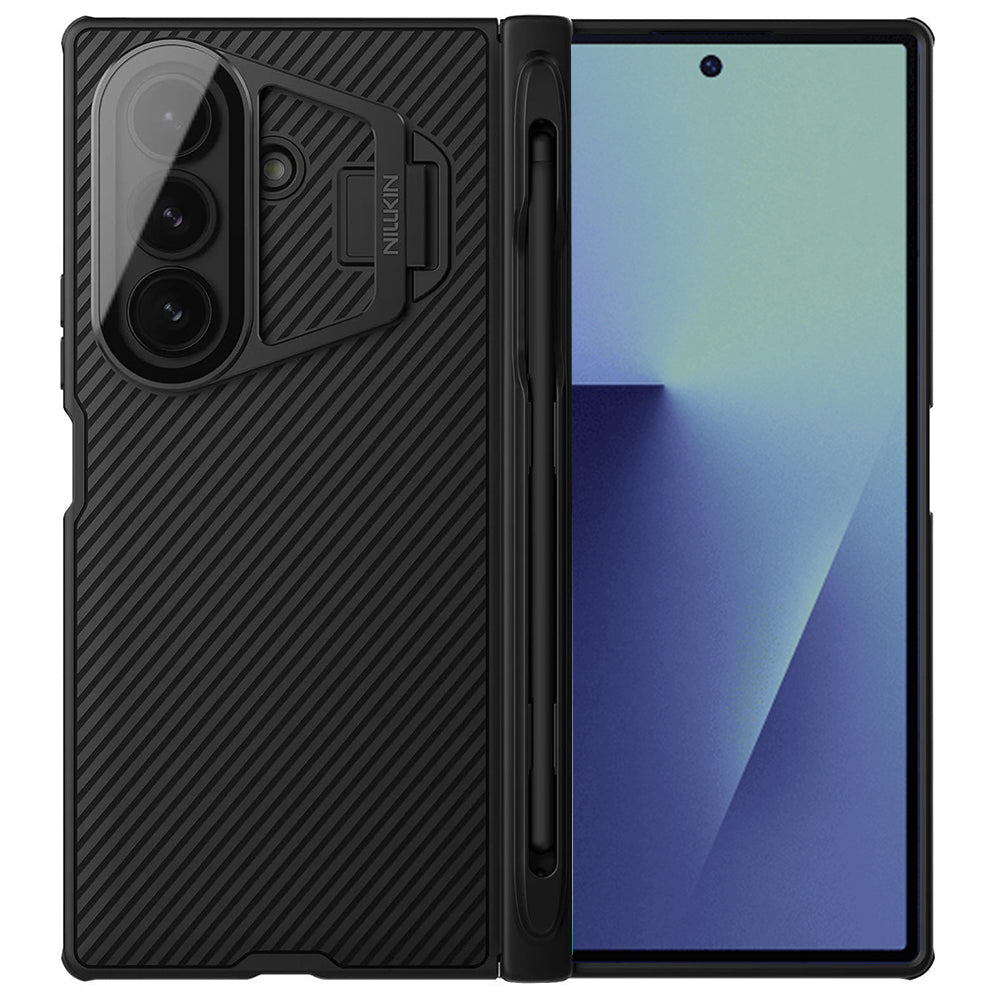 Pouzdro pro Samsung Galaxy Z Fold7 F966, Nillkin, CamShield Prop s průhledným krytem objektivu a držákem na S-Pen, černé