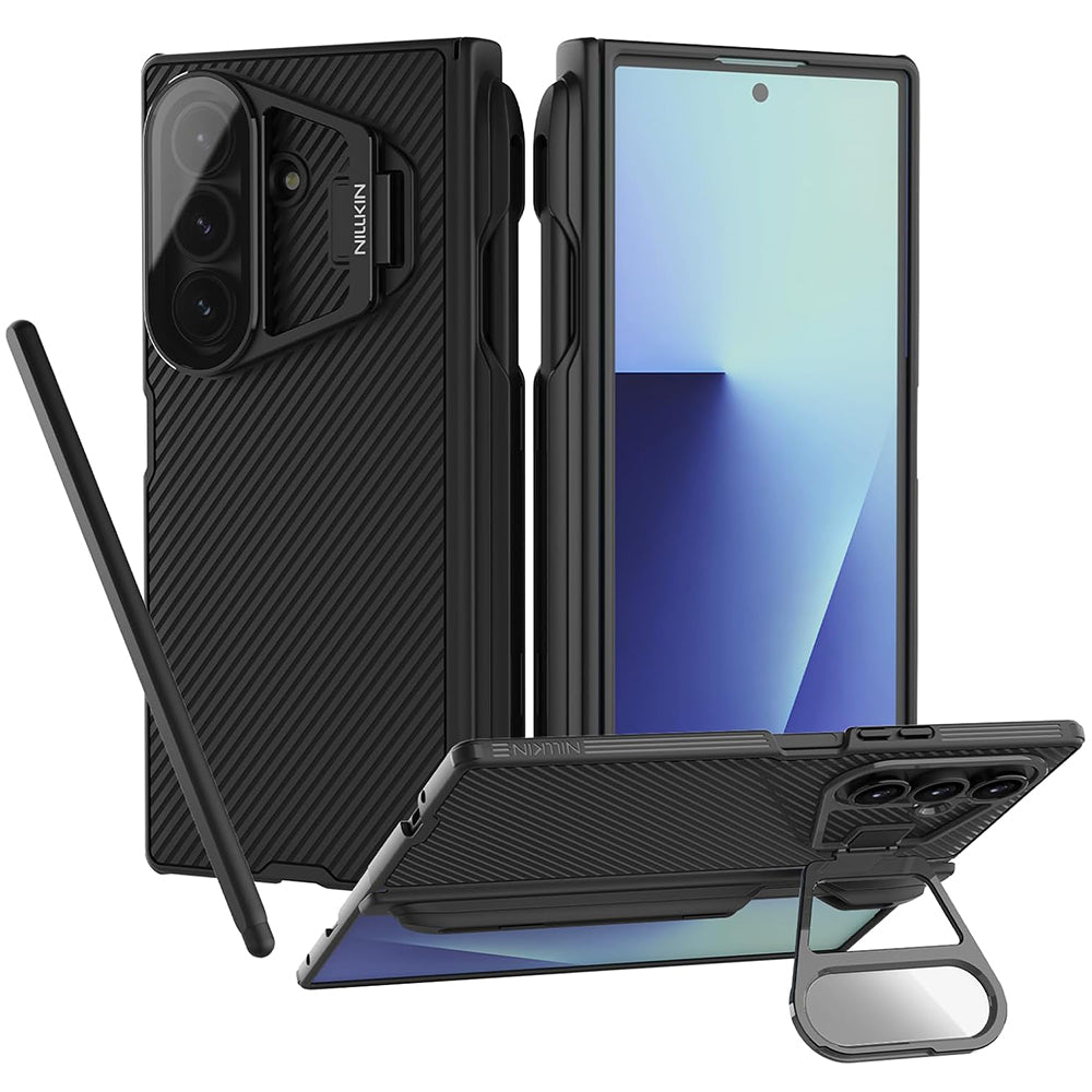 Pouzdro pro Samsung Galaxy Z Fold7 F966, Nillkin, CamShield Prop s průhledným krytem objektivu a držákem na S-Pen, černé