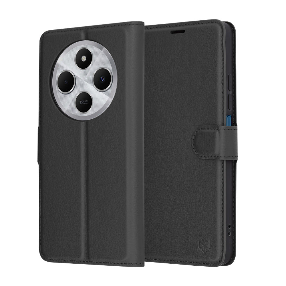 Pouzdro pro Xiaomi Poco C75 / Redmi 14C, Techsuit, kožené folio, černé