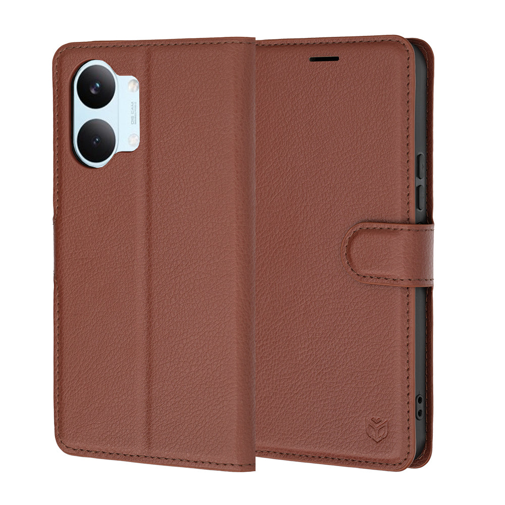 Pouzdro pro Xiaomi Poco X8 Pro Max, Techsuit, kožené folio, hnědé