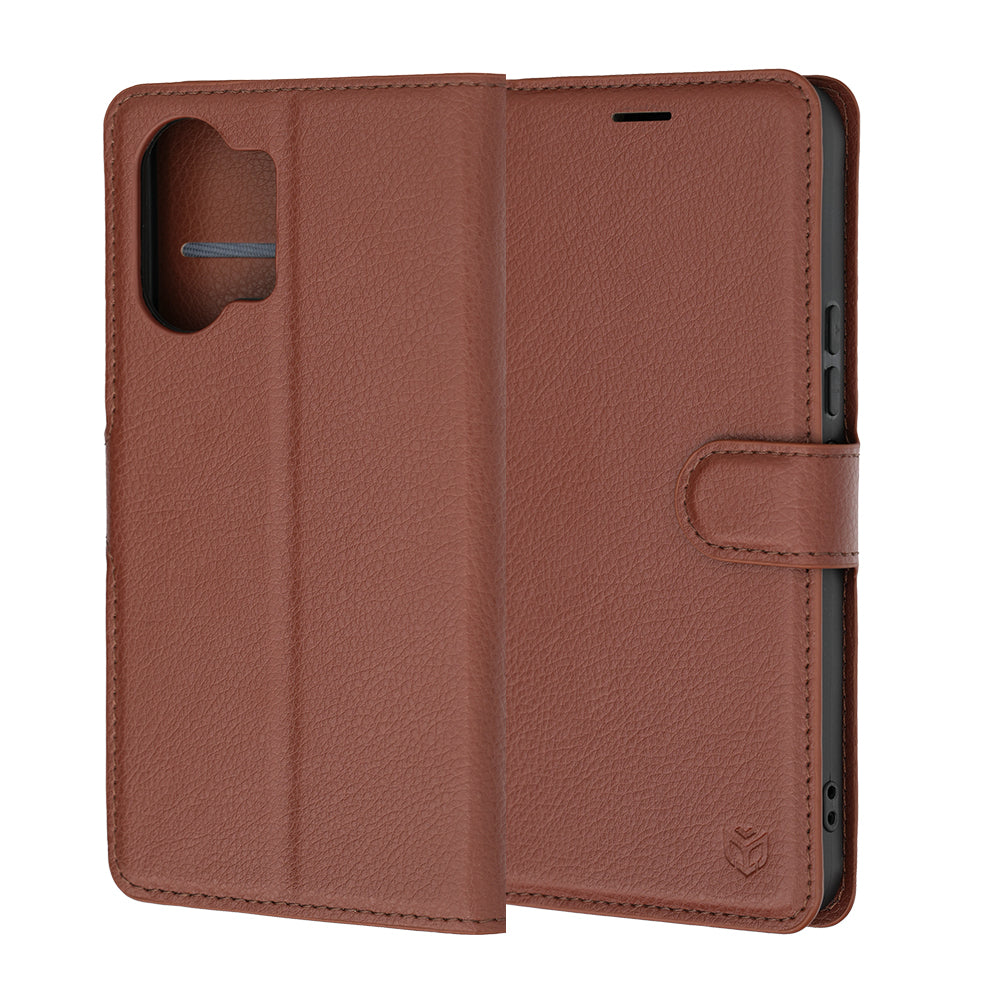 Pouzdro pro Xiaomi Poco X8 Pro Max, Techsuit, kožené folio, hnědé