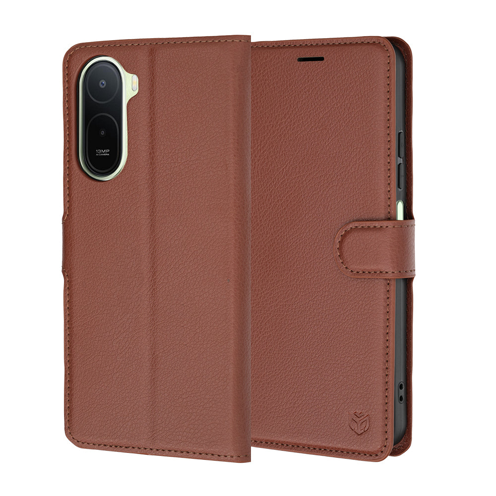 Pouzdro pro Xiaomi Redmi A7 Pro 4G, Techsuit, kožené folio, hnědé