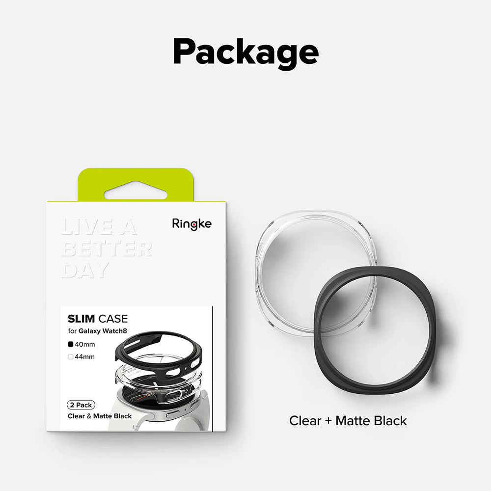 Pouzdro Ringke Slim pro Samsung Galaxy Watch8 40mm, Sada 2 kusy, Matná černá