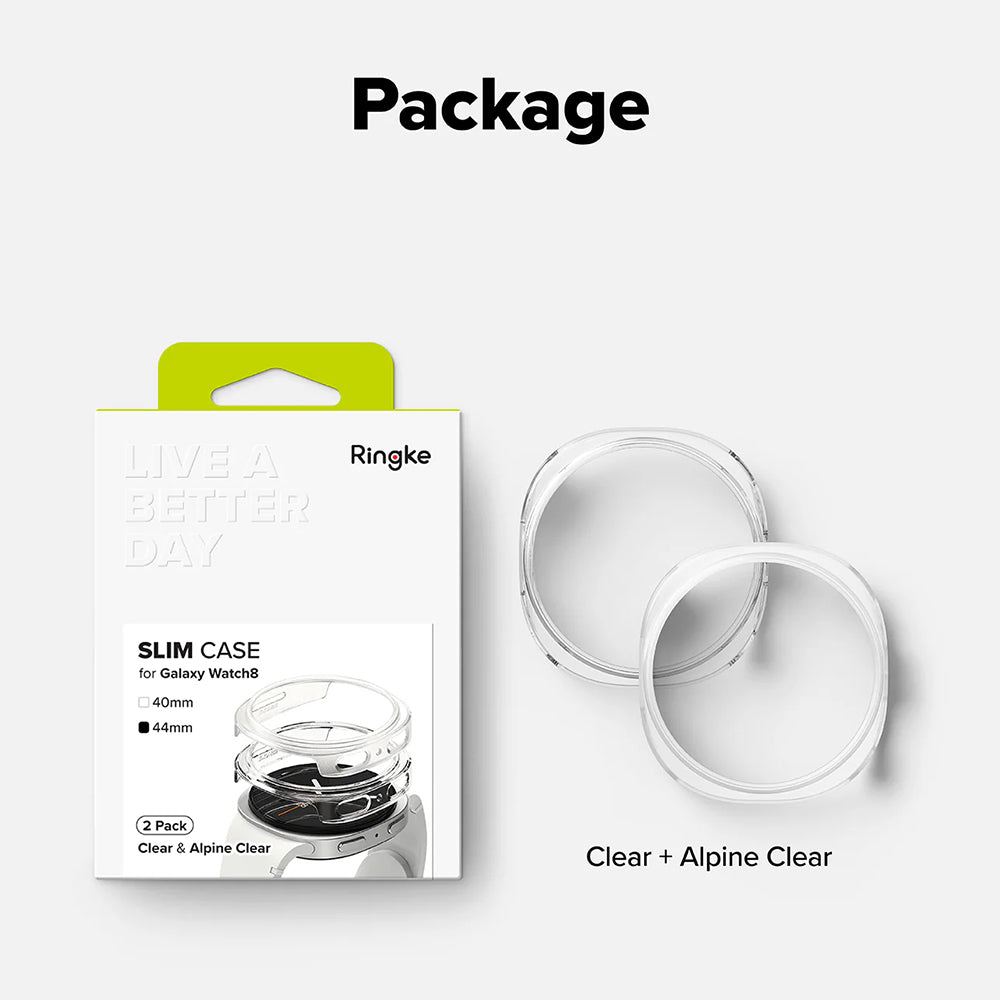 Pouzdro Ringke Slim pro Samsung Galaxy Watch8 44mm, Sada 2 kusy, Průhledné