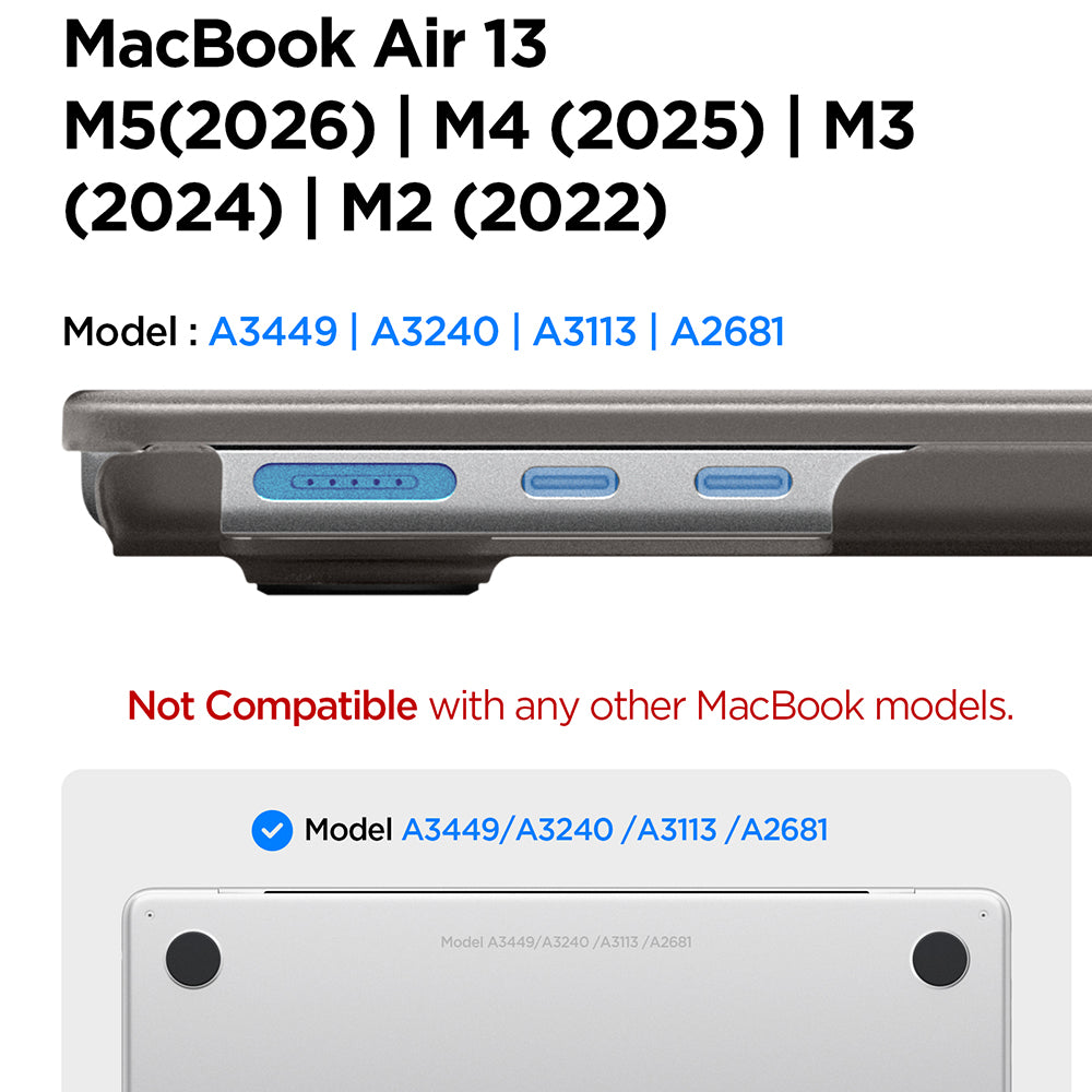 Pouzdro Spigen Airskin pro Apple MacBook Air 13palců (2026) / (2025) / (2024) / (2022), Černé saténové ACS11531