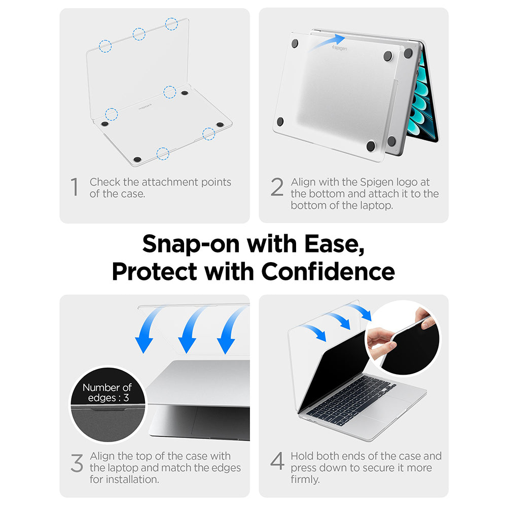 Pouzdro Spigen Airskin pro Apple MacBook Air 13palců (2026) / (2025) / (2024) / (2022), Matně průhledné ACS11530