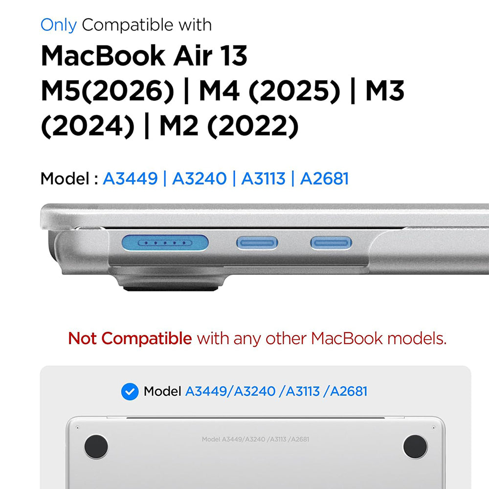 Pouzdro Spigen Airskin pro Apple MacBook Air 13palců (2026) / (2025) / (2024) / (2022), Matně průhledné ACS11530