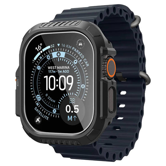 Pouzdro Spigen Lock Fit s ochranným sklem pro Apple Watch Ultra Series, černé ACS12054