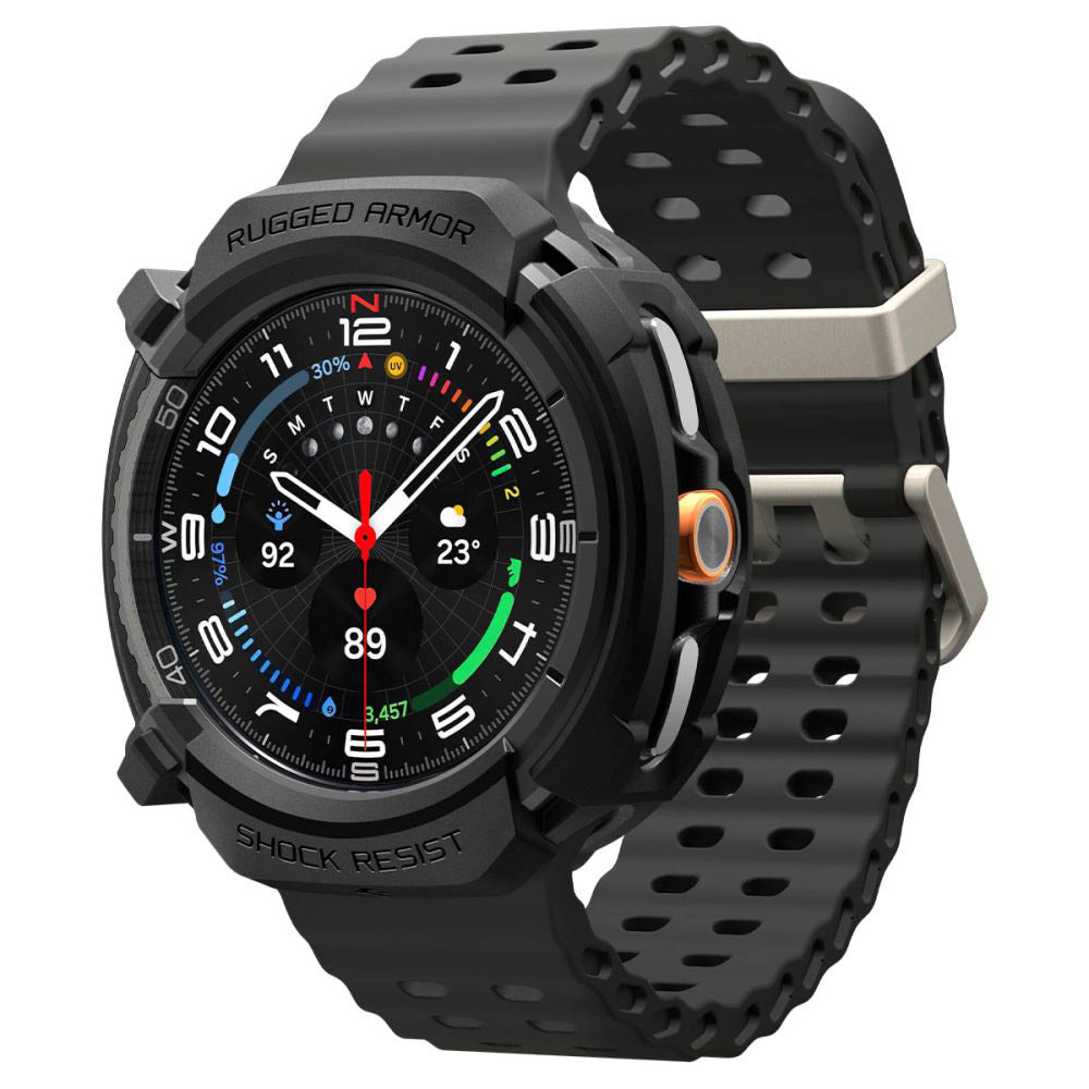 Pouzdro Spigen Rugged Armor pro Samsung Galaxy Watch8 Classic, Matně černé ACS10012
