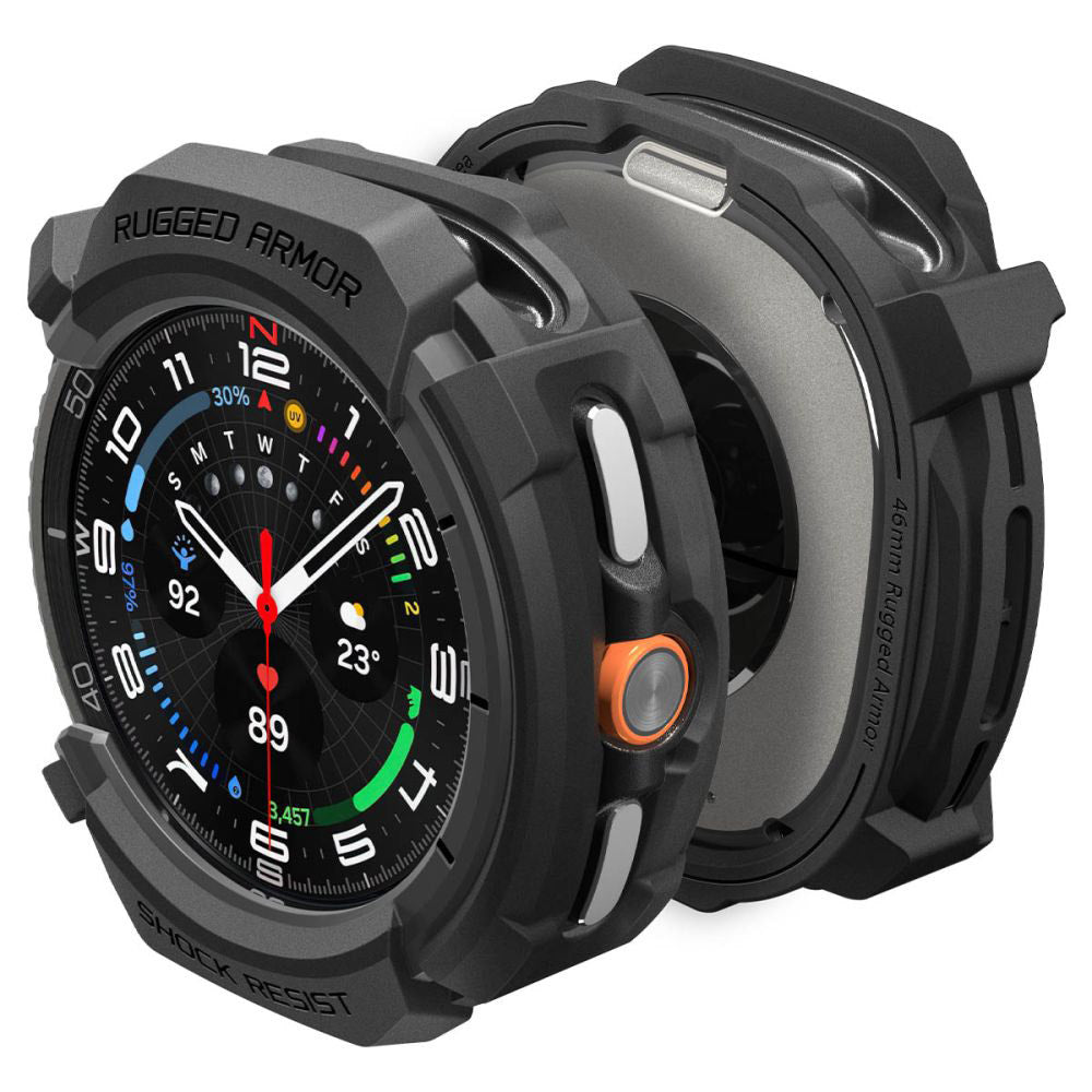 Pouzdro Spigen Rugged Armor pro Samsung Galaxy Watch8 Classic, Matně černé ACS10012