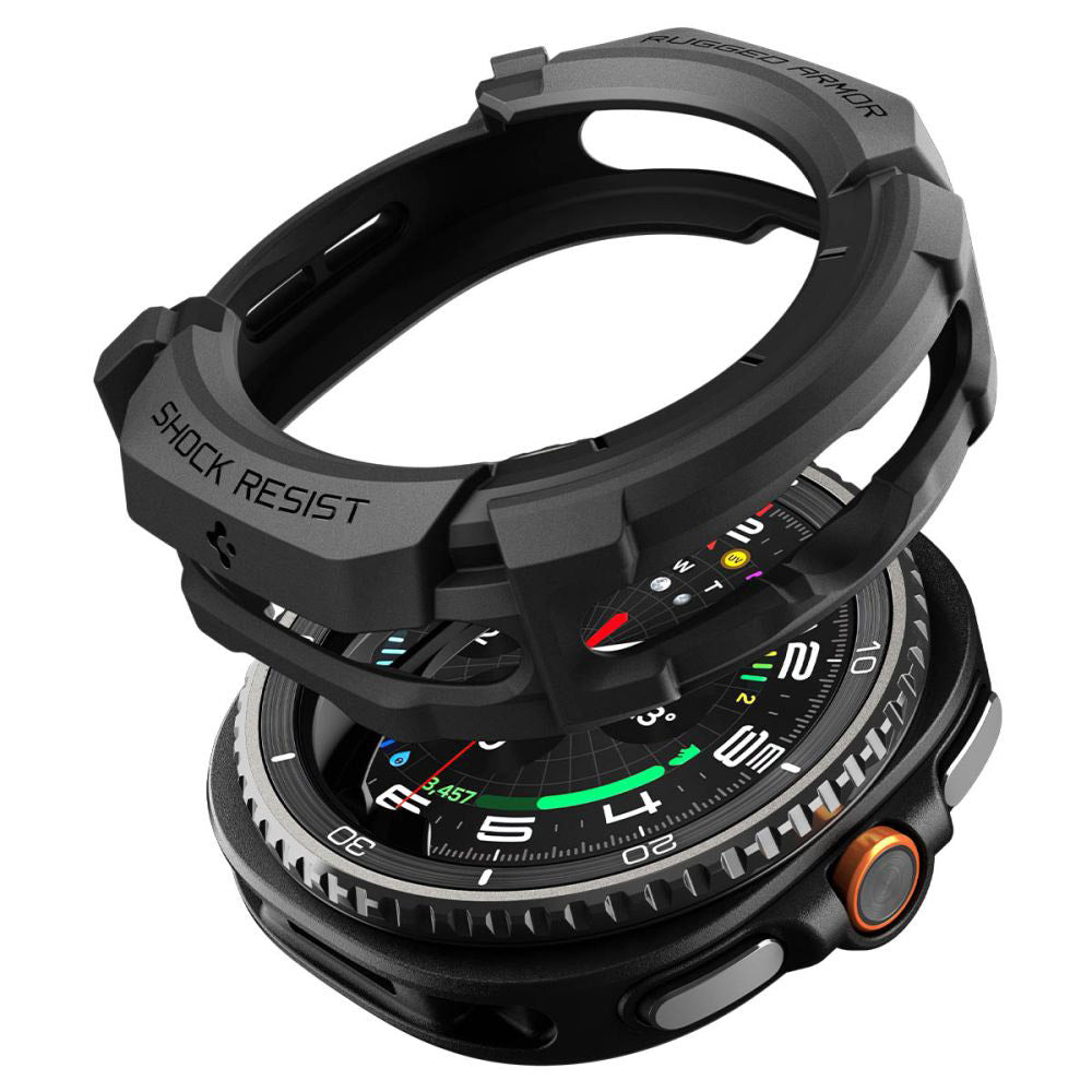 Pouzdro Spigen Rugged Armor pro Samsung Galaxy Watch8 Classic, Matně černé ACS10012