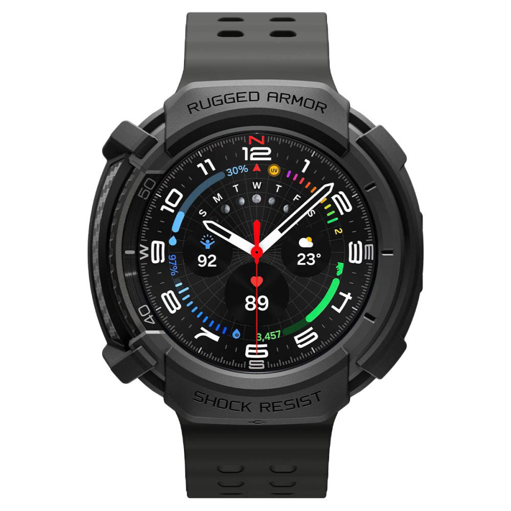Pouzdro Spigen Rugged Armor pro Samsung Galaxy Watch8 Classic, Matně černé ACS10012