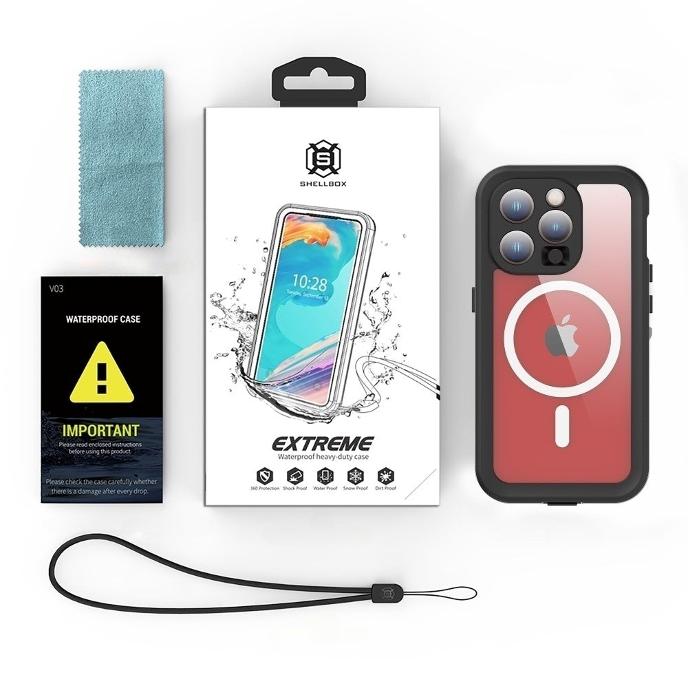 Vodotěsné pouzdro MagSafe pro Apple iPhone 15 Pro, ShellBox, černé