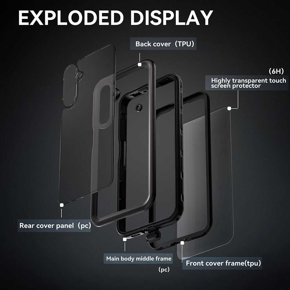 Vodotěsné pouzdro pro Samsung Galaxy A16 5G A166 / A16 4G A165, ShellBox, černé